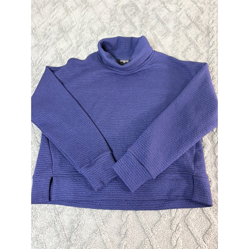 CALIA Lunar Jacquard Funnel Neck Sweatshirt in Navy